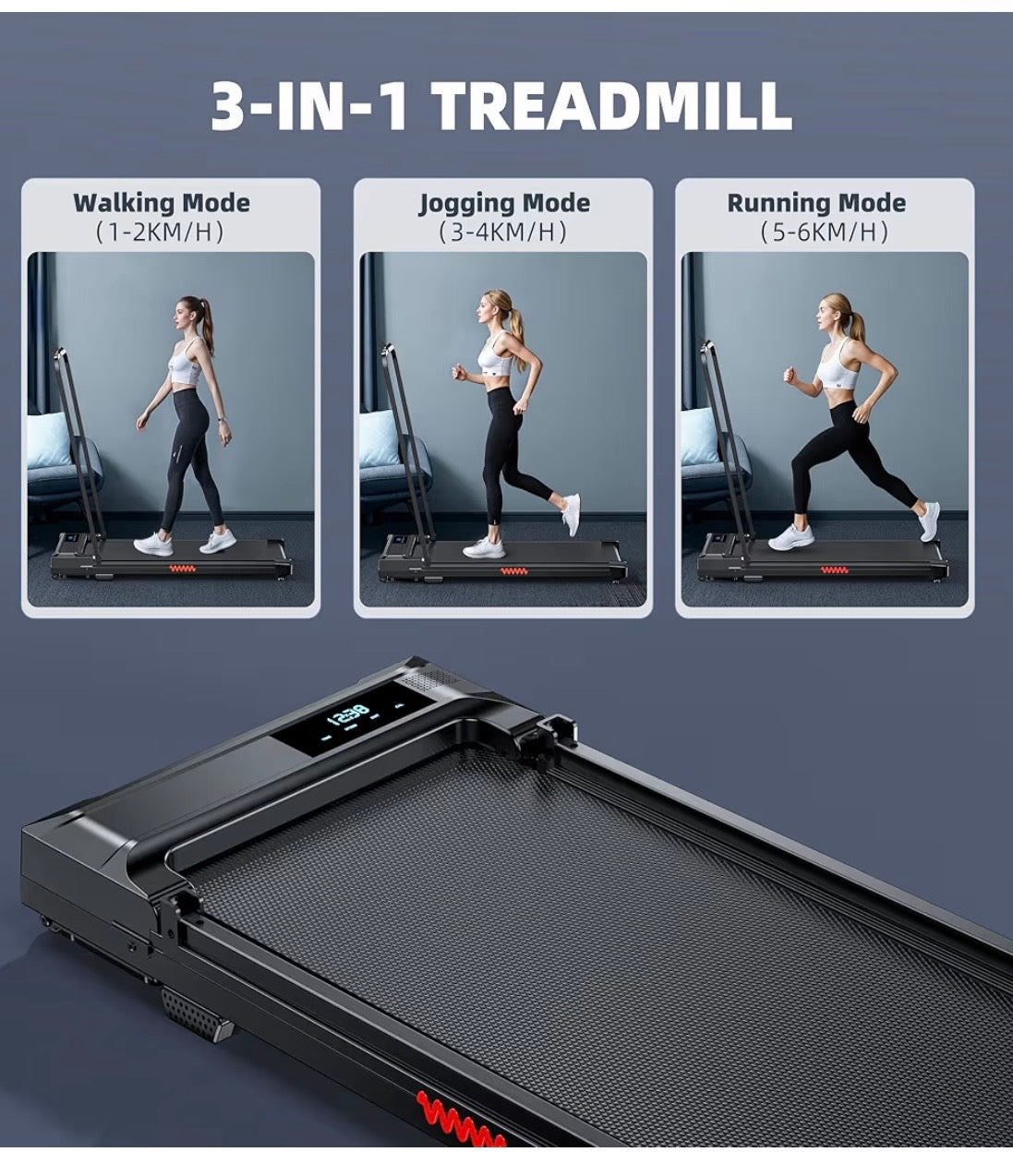 Portable walking pad with handle bar